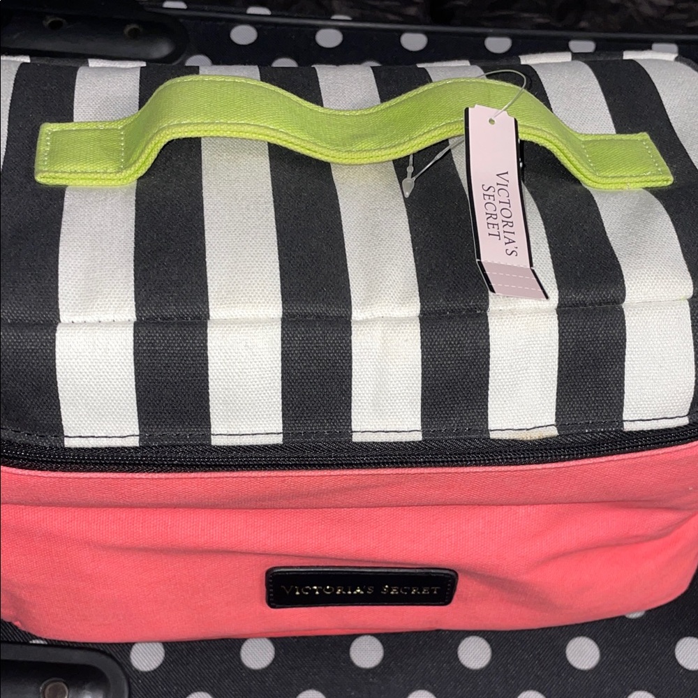 Victoria's Secret Black and White Striped Bag  11”x6”x6” new